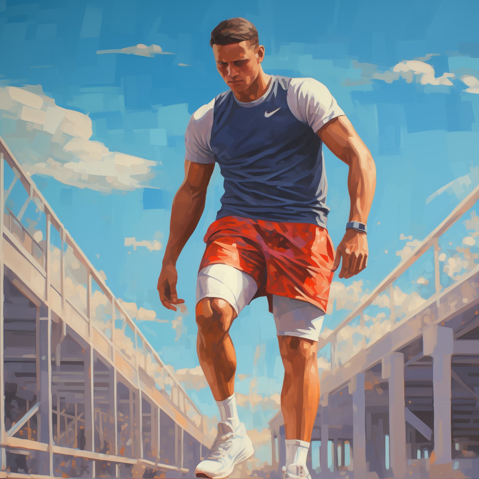 Active adult athlete moving through a hip-loaded stride
