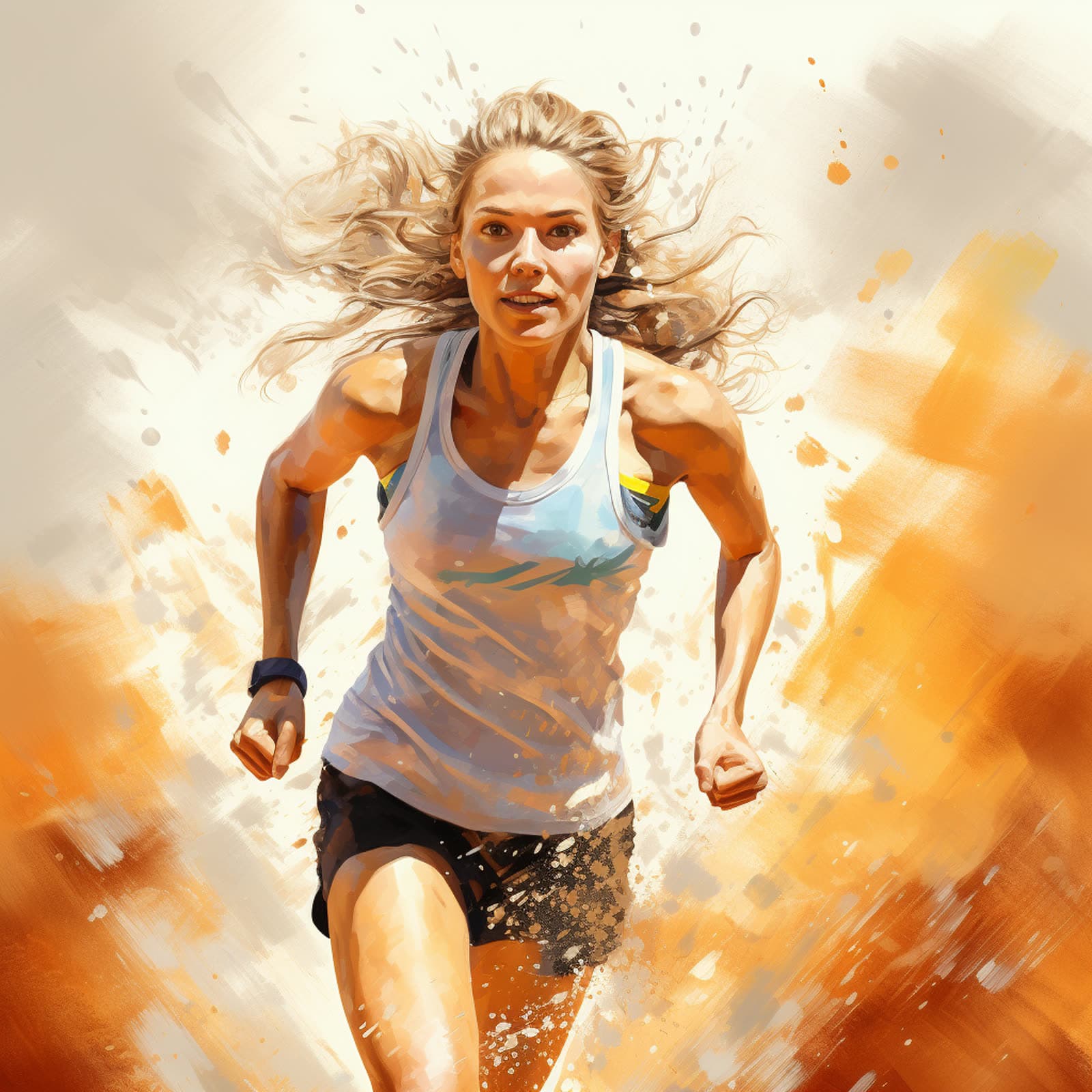 Active adult running tall, back and spine in motion