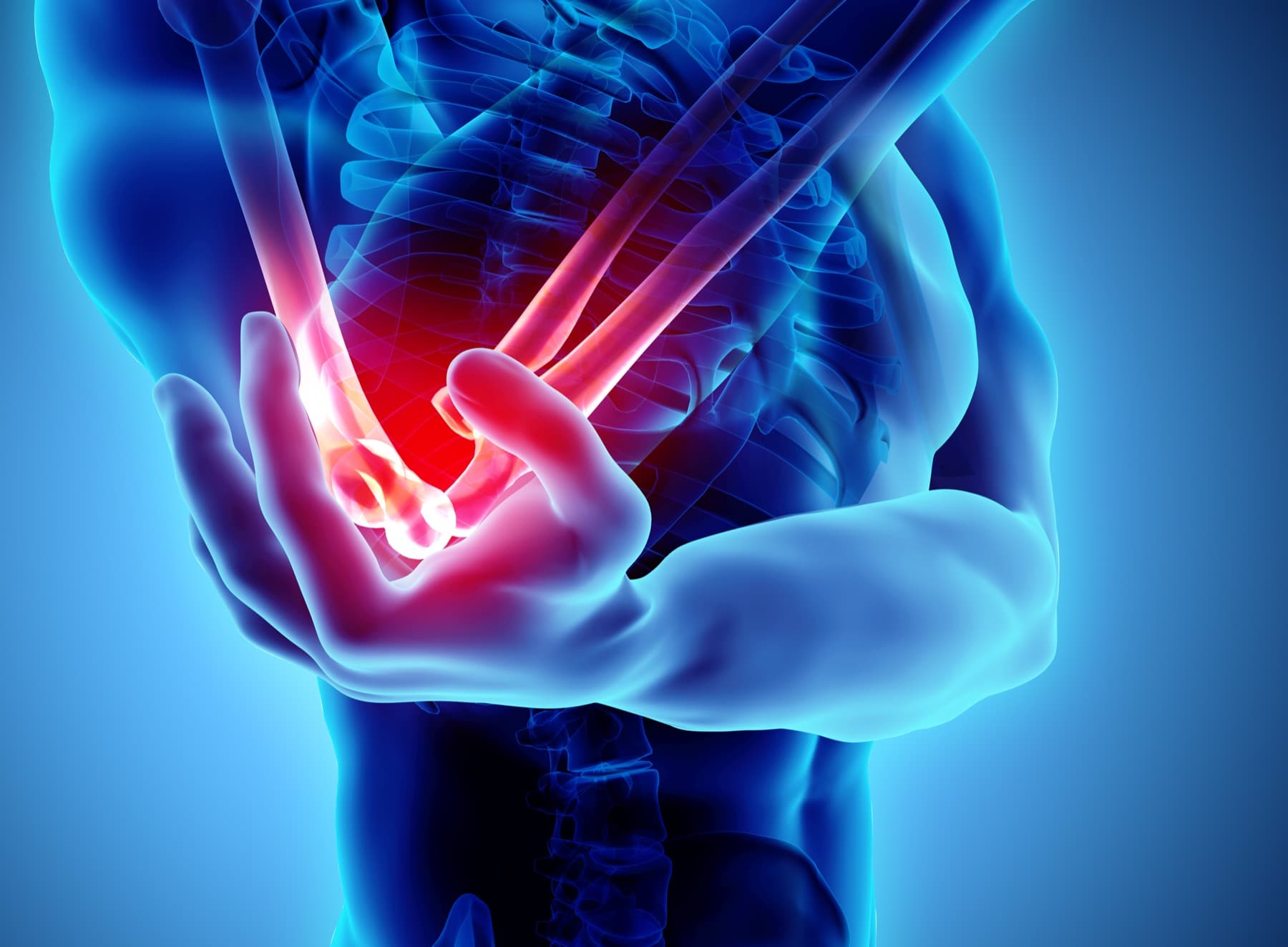 Illustration highlighting elbow pain anatomy